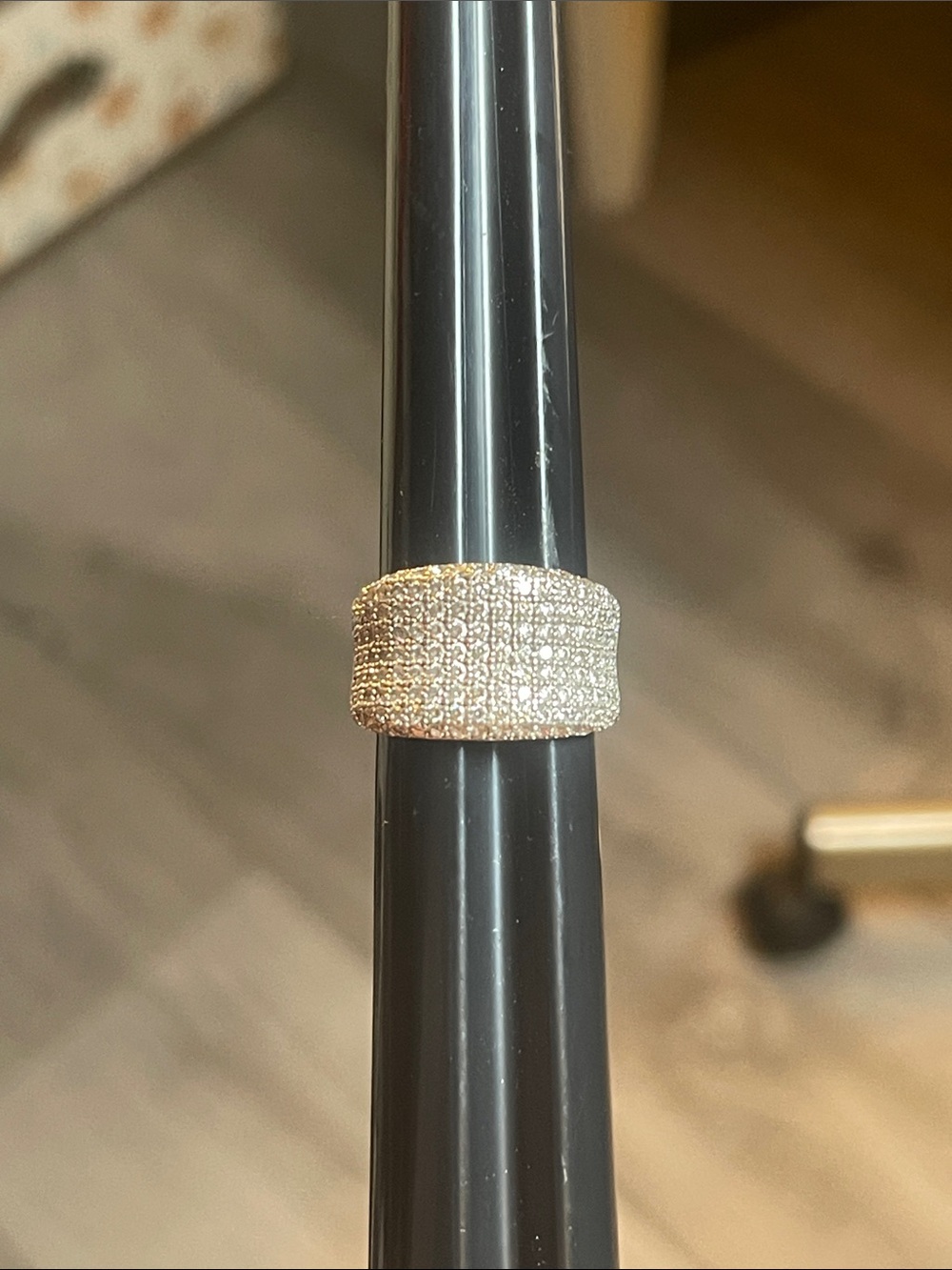 Pavé Wide Band diamond Ring in Gold over Sterling size 6